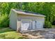 Detached two-car garage with solar panels on a lush, tree-lined property at 3243 Farmcrest Ct, Fort Mill, SC 29708