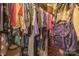 Walk-in closet with clothing racks, hanging bags, and storage shelves at 3585 Goodman Lake Rd, Salisbury, NC 28146