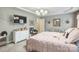 Relaxing bedroom with neutral walls, large bed with soft pink bedding and wall mounted television at 3585 Goodman Lake Rd, Salisbury, NC 28146