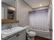 Cozy bathroom featuring vanity and a shower with a decorative shower curtain at 4920 Morrison Houser Trl # 2, Lincolnton, NC 28092