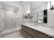 Contemporary bathroom with glass shower, sleek vanity, and modern fixtures at 614 Queens Rd, Charlotte, NC 28207