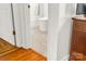 Bathroom featuring classic black and white tile floors and a white toilet at 709 Weldon Ln, Salisbury, NC 28146