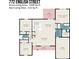 A detailed floor plan of the house showing room dimensions and layout at 722 English St, Monroe, NC 28110