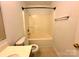 Bathroom with combined shower and tub with updated fixtures at 8551 Appledale Dr, Charlotte, NC 28262