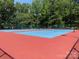 Well-maintained community tennis courts with vibrant blue playing surfaces, surrounded by a green fence and lush trees at 10944 Persimmon Creek Dr, Mint Hill, NC 28227