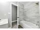 Bathroom featuring a tub with tile surround and a modern vanity at 131 Little Forest Ln, Statesville, NC 28625
