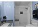 Bathroom featuring a subway tiled shower, a modern vanity and commode at 1608 Sharon W Rd # 55, Charlotte, NC 28210