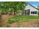 Spacious backyard with mature trees, a playground, and a patio, perfect for outdoor fun at 1816 Lisbon Ln, Charlotte, NC 28269