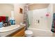 Modest bathroom with basic fixtures, a shower/tub combination, and wood-look vanity at 195 Kings Ter, Salisbury, NC 28146