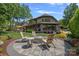 Beautiful backyard with outdoor seating area and lush landscaping at 19501 River Falls Dr, Davidson, NC 28036