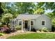 Charming single-story home featuring a classic front porch, gray siding, and mature landscaping at 2008 Highland St, Charlotte, NC 28208