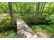 Picturesque backyard bridge over a small creek, surrounded by lush greenery at 2025 Groves Edge Ln, Waxhaw, NC 28173