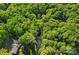 An aerial view of a property with a canopy of trees surrounding the home and driveway, creating a private setting at 2500 Little Cove Rd, Charlotte, NC 28270