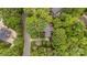 Aerial view of a property nestled among lush greenery with a vibrant red umbrella adding a pop of color at 2600 Oakmeade Dr, Charlotte, NC 28270