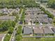 Aerial view of a residential neighborhood showcasing the house, well-maintained lawns, and trees at 3127 Ocalle Ln, Indian Land, SC 29707