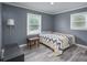 Comfortable bedroom featuring plank floors, a window, and a cozy bed with bright covers at 3219 Spring Valley Dr, Gastonia, NC 28052