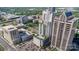 Stunning aerial view highlighting a rooftop pool and outdoor amenities, showcasing the building's luxurious offerings at 333 W Trade St # 805, Charlotte, NC 28202