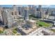 Overhead view of the property with mature trees, baseball park and surrounding buildings at 333 W Trade St # 805, Charlotte, NC 28202
