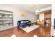 Open living space with hardwood floors, seamless flow into the kitchen, and stylish furnishings at 333 W Trade St # 805, Charlotte, NC 28202