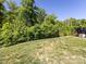 View of the home's backyard with lush greenery and a well-manicured lawn at 4012 Martele Dr, Mint Hill, NC 28227