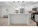 Well-lit kitchen area with stainless steel appliances, white cabinetry, and modern fixtures over the breakfast bar at 5219 Farmbrook Dr, Charlotte, NC 28210