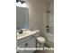 Cozy bathroom with a tub/shower combo, sink, and a framed mirror with modern lighting at 6209 Busch Way, Midland, NC 28107