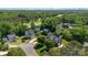 Beautiful aerial view showcasing the home's proximity to a golf course, lush greenery, and a serene pond at 7700 Ninth Fairway Ln, Mint Hill, NC 28227