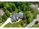 Stunning aerial view of estate home featuring backyard pool surrounded by mature trees and lush landscaping at 1001 Medinah Ct, Waxhaw, NC 28173