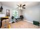 Bedroom featuring a ceiling fan, neutral walls, carpet, and a window providing natural light at 1018 Autumn Ln, Hickory, NC 28602