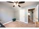 Bedroom featuring a ceiling fan, neutral walls, carpet, and a closet at 1018 Autumn Ln, Hickory, NC 28602