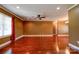 Spacious living room featuring hardwood floors, neutral paint, and a ceiling fan at 110 Carol Lyn Dr, Kings Mountain, NC 28086