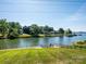 Picturesque backyard with lush green grass and lake view at 125 Mariner Pointe Ln, Mooresville, NC 28117