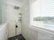 Bathroom boasts a modern shower with glass door, mosaic floors, and large tiled walls at 125 Mariner Pointe Ln, Mooresville, NC 28117