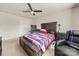 Bedroom featuring a bed, ceiling fan, and chair at 1403 Rosemont Dr, Fort Mill, SC 29707