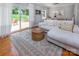 Open-concept living room with a view of the outdoor patio at 1514 Wensley Dr, Charlotte, NC 28210