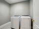 Bright laundry room with modern, front-loading white washer and dryer at 16216 Woolwine Rd, Charlotte, NC 28278