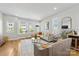 Bright living room features hardwood floors, natural light, comfortable seating and minimalist decor at 2123 Bryant Park Dr, Charlotte, NC 28208