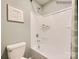 Sparkling bathroom features a sleek tub, stylish shower curtain, and modern shower head at 2159 Trollinger Dr, Catawba, NC 28609