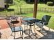 Backyard patio featuring an outdoor seating area with chairs, table and fire pit at 248 Aylesbury Ln, Indian Trail, NC 28079