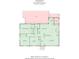 Layout of the home featuring primary bedroom, full bath, half bath, kitchen, living room, laundry, storage, deck and two bedrooms at 301 Deer Creek Dr, Matthews, NC 28105