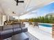 Inviting outdoor space featuring a modern patio with comfortable seating, an outdoor kitchen, and a refreshing pool at 405 Winding Oaks Se Ln, Concord, NC 28025