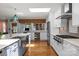 Modern kitchen featuring stainless steel appliances, a skylight, and a view to the backyard at 4147 Chelmsford Rd, Charlotte, NC 28211