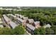 Beautiful aerial view of brick townhomes with gray roofs surrounded by lush green trees in a well-maintained community at 4941 S Hill View Dr, Charlotte, NC 28210