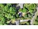 An aerial view showing the property nestled among lush trees and well-maintained neighboring homes at 7525 Cedarbrook Dr, Charlotte, NC 28215