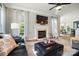 Inviting living room with fireplace, TV, stylish decor, and comfortable seating for relaxing and entertaining guests at 7722 Garnkirk Dr, Huntersville, NC 28078