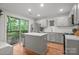 Bright kitchen featuring stainless steel appliances, an island, and a sliding glass door at 9214 Arbourgate Meadows Ln, Charlotte, NC 28277