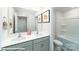 Bright bathroom with double sinks and white countertop offers a clean and modern look at 1033 20Th Avenue Se Loop, Hickory, NC 28602