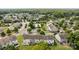 Well-maintained community featuring a pool, mature trees, and manicured lawns from an aerial perspective at 104 Clydesdale Ct, Matthews, NC 28104