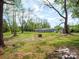 Expansive backyard showcasing mature trees, greenery, and a rock feature, creating a private outdoor space at 105 Strickland Ln, Bessemer City, NC 28016