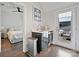 Stylish wet bar with modern appliances, a mini fridge, and easy access to the outdoor space at 1054 Kenilworth Ave, Charlotte, NC 28204